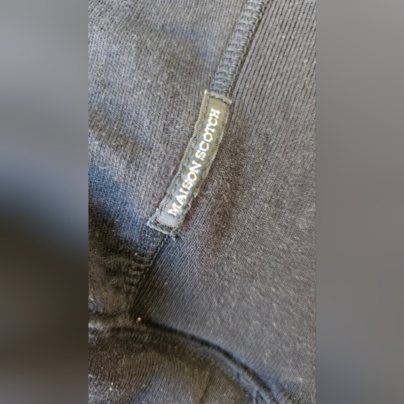 Maison Scotch Black Sweatshirt with White Embroidery Cotton Long Raglan Sleeve S - Picture 5 of 7